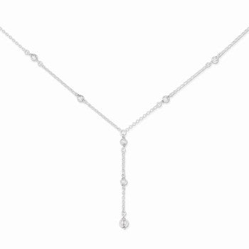 Sterling Silver Polished & Diamond-Cut Fancy Drop Necklace