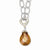 Sterling Silver Champagne CZ Teardrop Oval Link Necklace