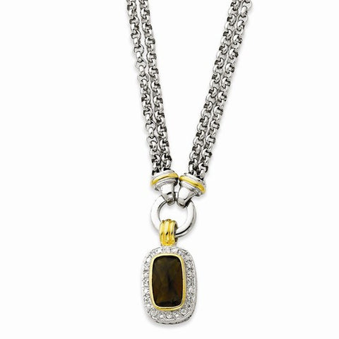 Sterling Silver Flash Gold-Plated CZ Necklace