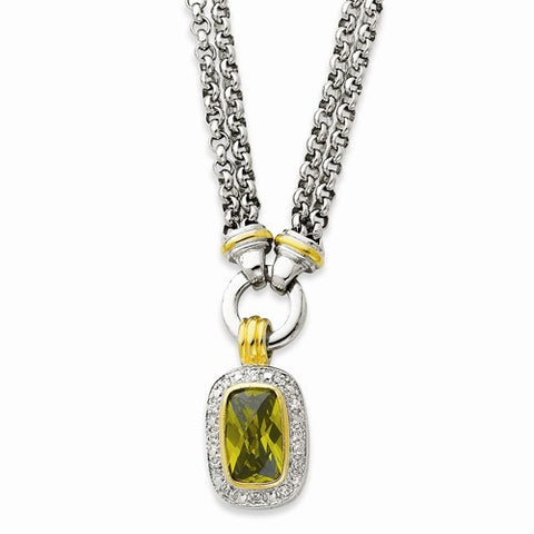 Sterling Silver Flash Gold-Plated CZ Necklace