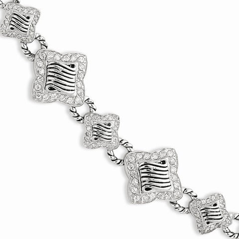 Sterling Silver Antiqued Cz Bracelet