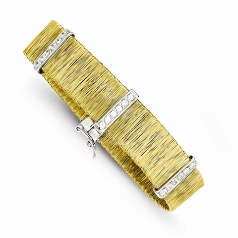 Sterling Silver Flash Gold Plated Cz Bracelet