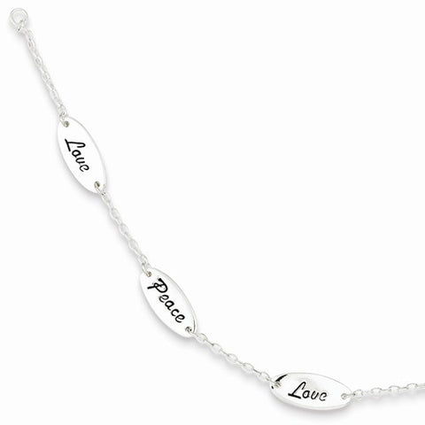 Sterling Silver Peace & Love Bracelet