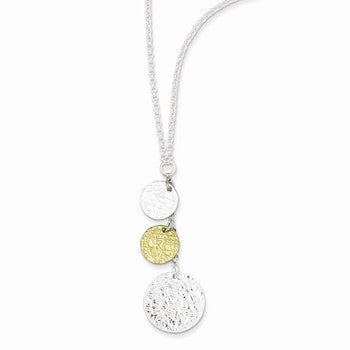 Sterling Silver & Vermeil Textured Circle Drop Necklace