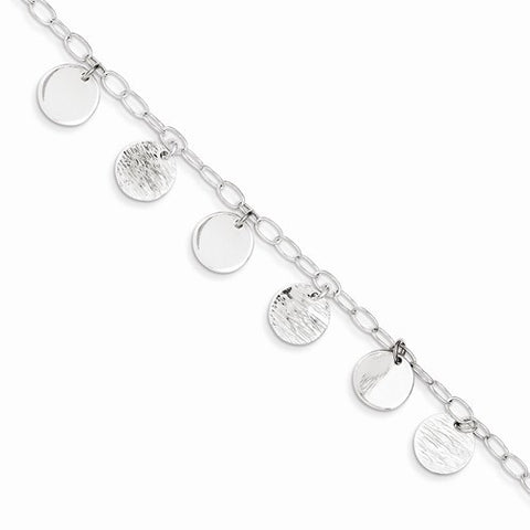 Sterling Silver Polished & Textured Circle Bracelet