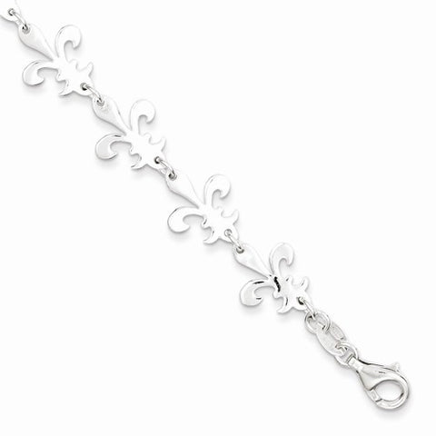 Sterling Silver Polished Fleur De Lis Bracelet