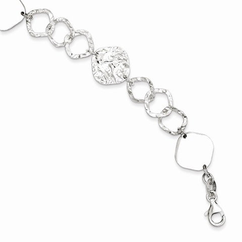 Sterling Silver Polished & Textured Fancy Link Bracelet