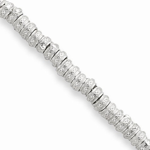 Sterling Silver Polished Sat & Textured Toggle Bracelet