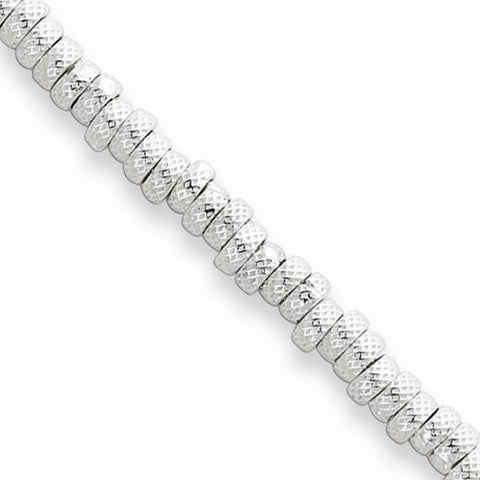 Sterling Silver Polished Sat & Textured Toggle Bracelet