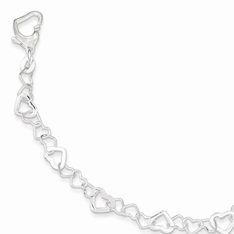 Sterling Silver Linked Heart Bracelet