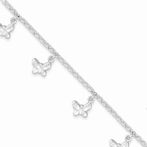 Sterling Silver Polished Butterfly Bracelet