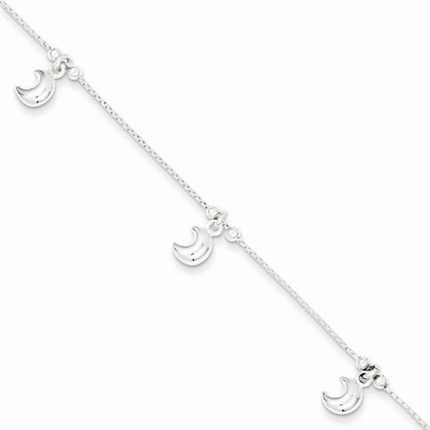 Sterling Silver Polished Moon Bracelet