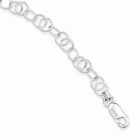 Sterling Silver Polished and Textured Fancy Bracelet