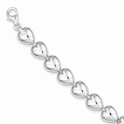 Sterling Silver Polished Heart Bracelet