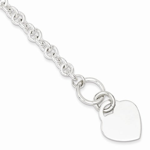 Sterling Silver Polished Heart Bracelet