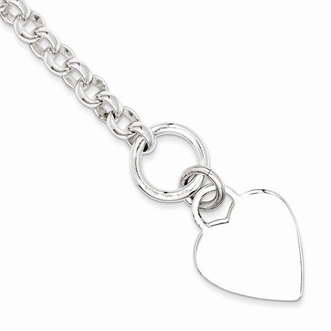 Sterling Silver Polished Heart Bracelet