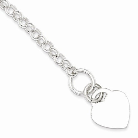 Sterling Silver Polished Heart Bracelet