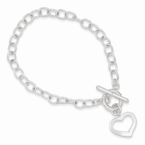 Sterling Silver Open Link Heart Bracelet