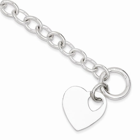 Sterling Silver Polished Heart Bracelet