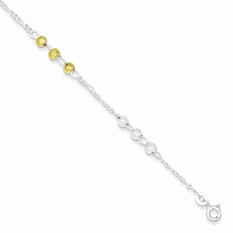 Sterling Silver Gold -Flash Plated Textured Beaded Bracelet