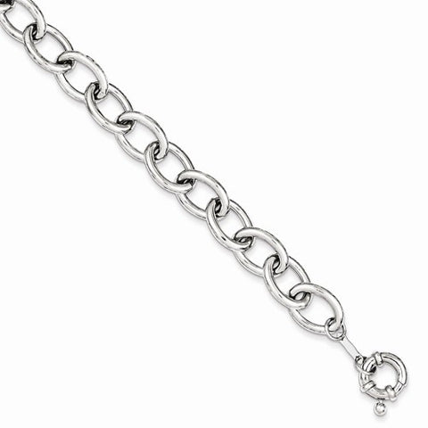 Sterling Silver Rhodium Plated Oval Link Bracelet