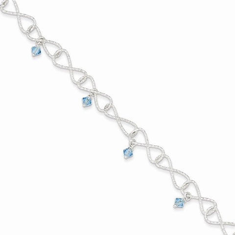 Sterling Silver Textured Aquamarine Bracelet