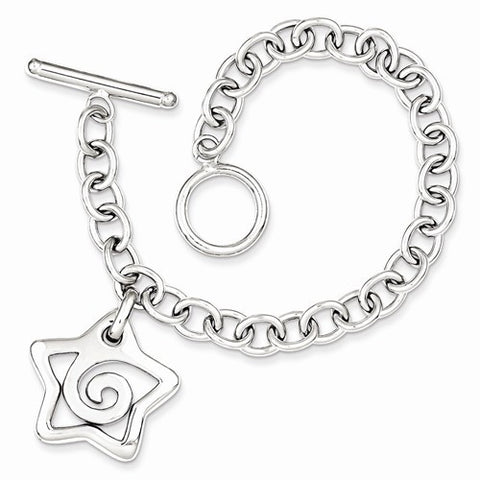 Sterling Silver Polished Star Bracelet