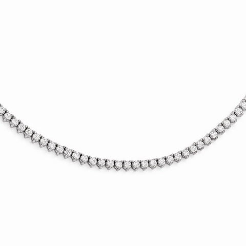 Sterling Silver Rhodium Plated CZ Necklace