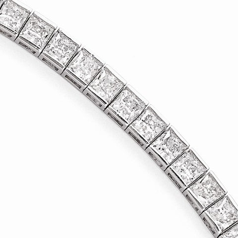 Sterling Silver Rhodium Plated Cz Bracelet