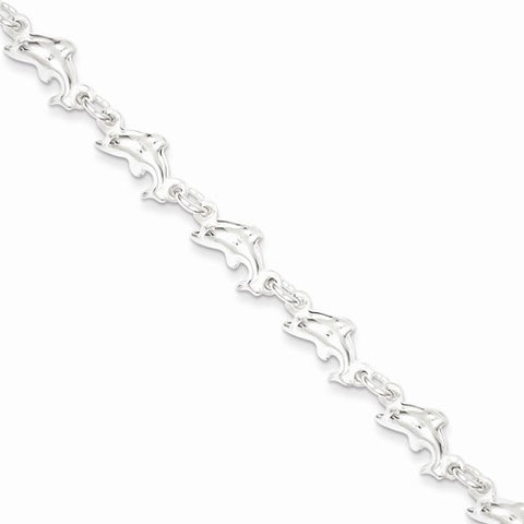 Sterling Silver Fancy Dolphin Bracelet