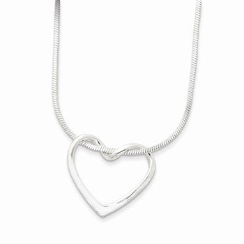 Sterling Silver Heart On Square Snake Chain