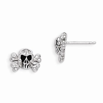 Sterling Silver w/Swarovski Elements Skull Post Earrings