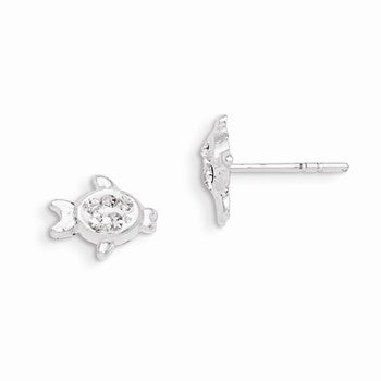 Sterling Silver Stellux Crystal Fish Post Earrings