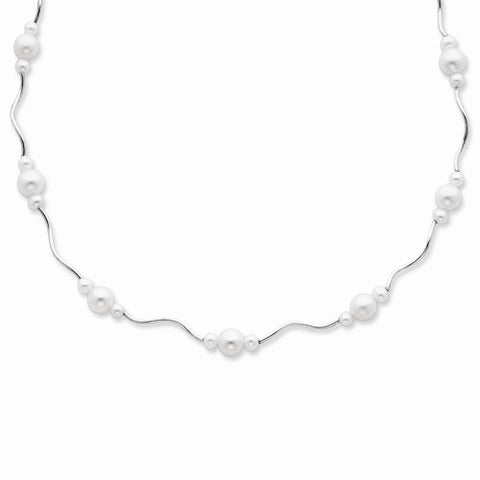 Sterling Silver White Cultured Pearl Necklace