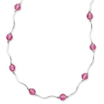 Sterling Silver Rose Crystal Necklace