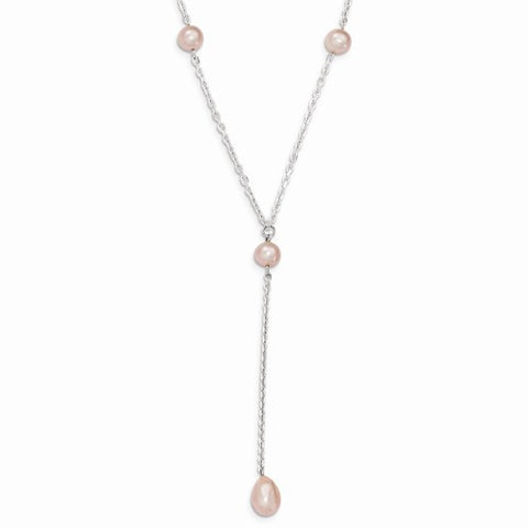 Sterling Silver Pink Cultured Pearl Necklace