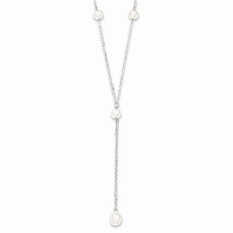 Sterling Silver White Cultured Pearl Necklace