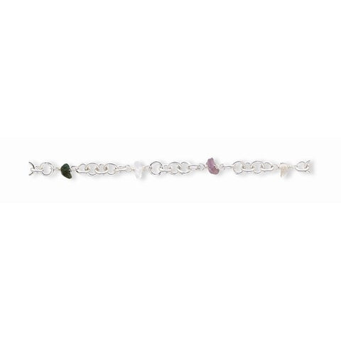 Sterling Silver Natural Stone Fancy Link Bracelet