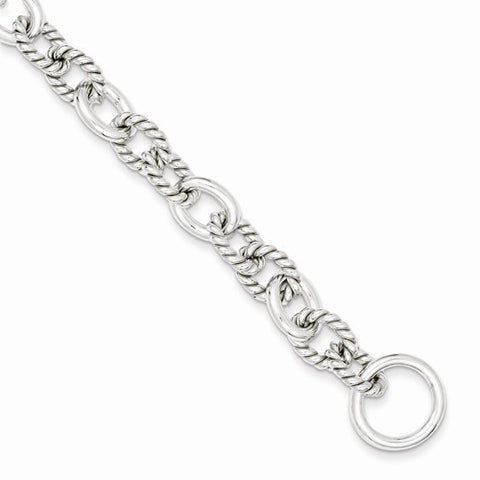 Sterling Silver Polished Fancy Link Toggle Bracelet