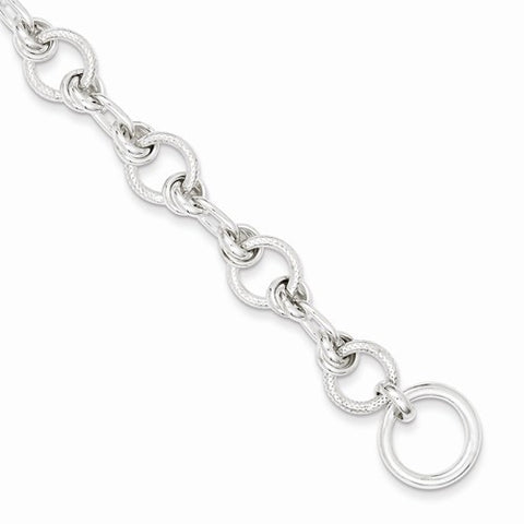 Sterling Silver Polished Fancy Link Toggle Bracelet