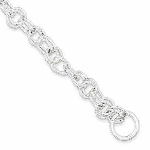 Sterling Silver Polished Fancy Link Toggle Bracelet