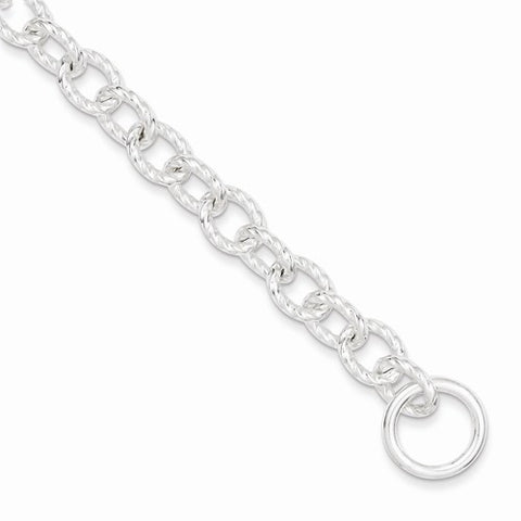 Sterling Silver Polished Fancy Link Toggle Bracelet