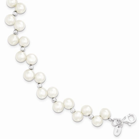 Sterling Silver Freshwater Cultured Button Pearl Bracelet