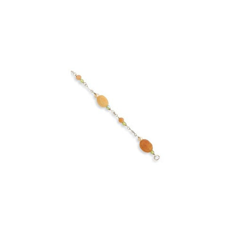 Sterling Silver Carnelian Peridot Cultured Pearl Bracelet