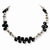 Sterling Silver Jet Crystal & White, Peacock Cultured Pearl Necklace