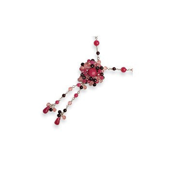 Sterling Silver Strawberry, Cherry Quartz & Rhodolite Garnet Necklace