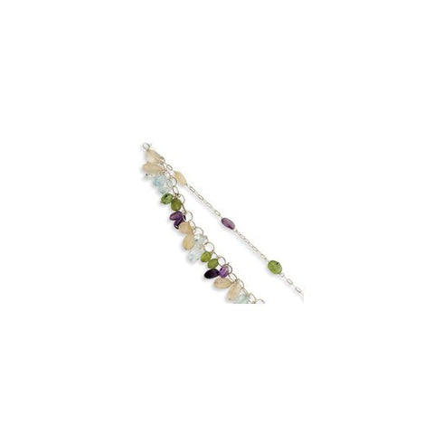 Sterling Silver Peridot Amethyst Blue & Yellow Topaz Bracelet