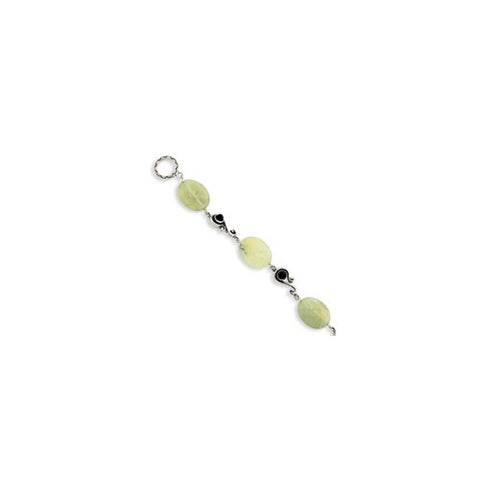 Sterling Silver Prehnite Black Bead Toggle Bracelet