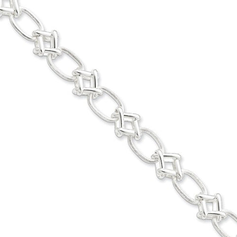 Sterling Silver Polished Fancy Link Bracelet