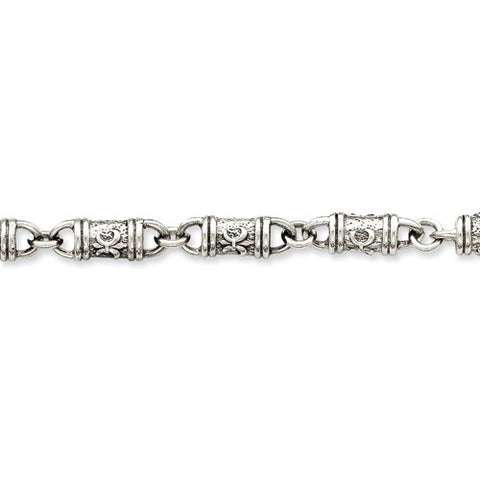 Sterling Silver Fleur De Lis Barrell Bracelet